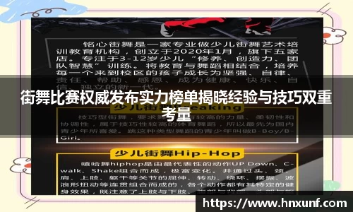 街舞比赛权威发布实力榜单揭晓经验与技巧双重考量